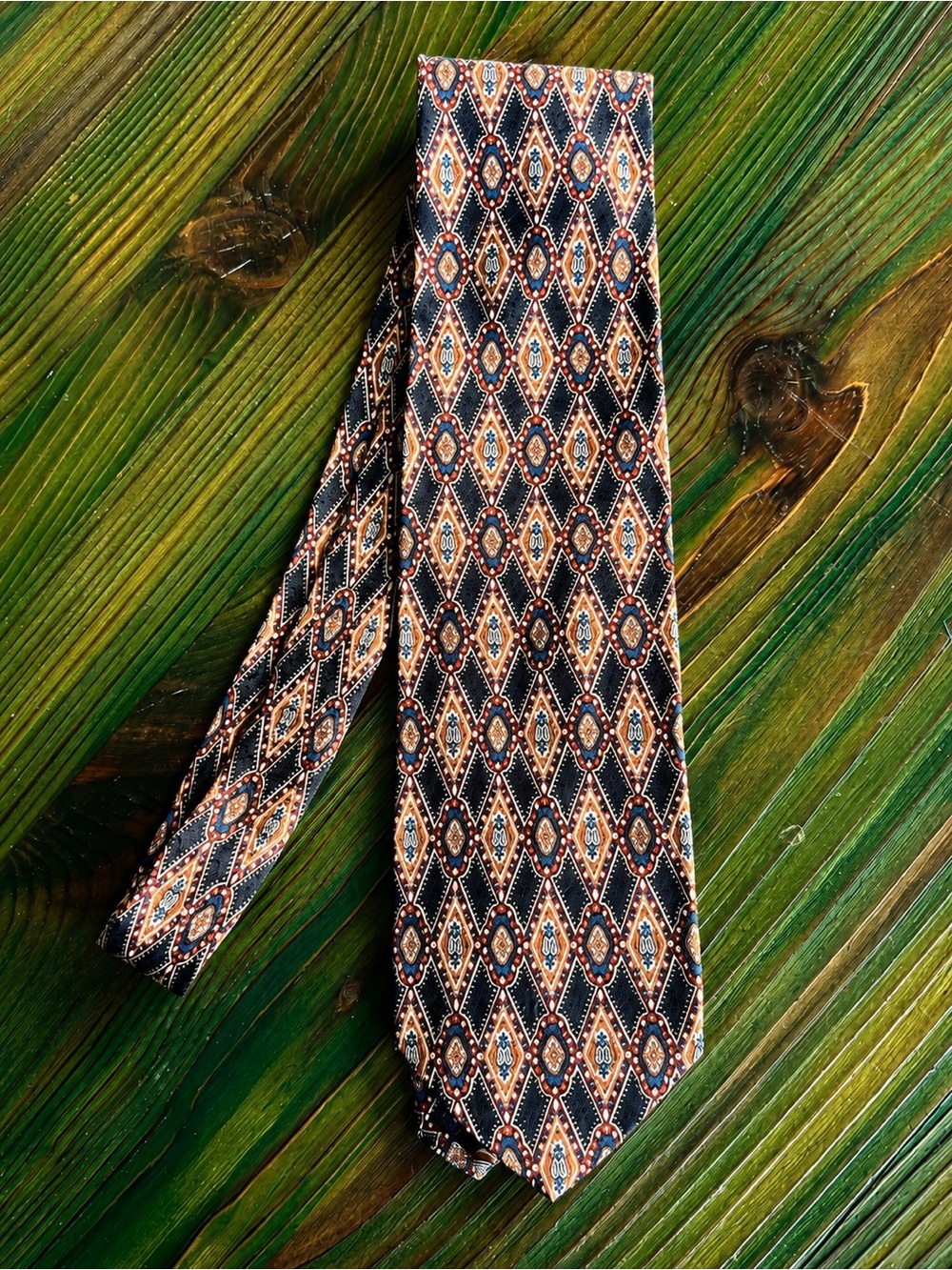 Vintage Saks Fifth Avenue Exclusive Silk Tie Geometric Foulard Made Italy